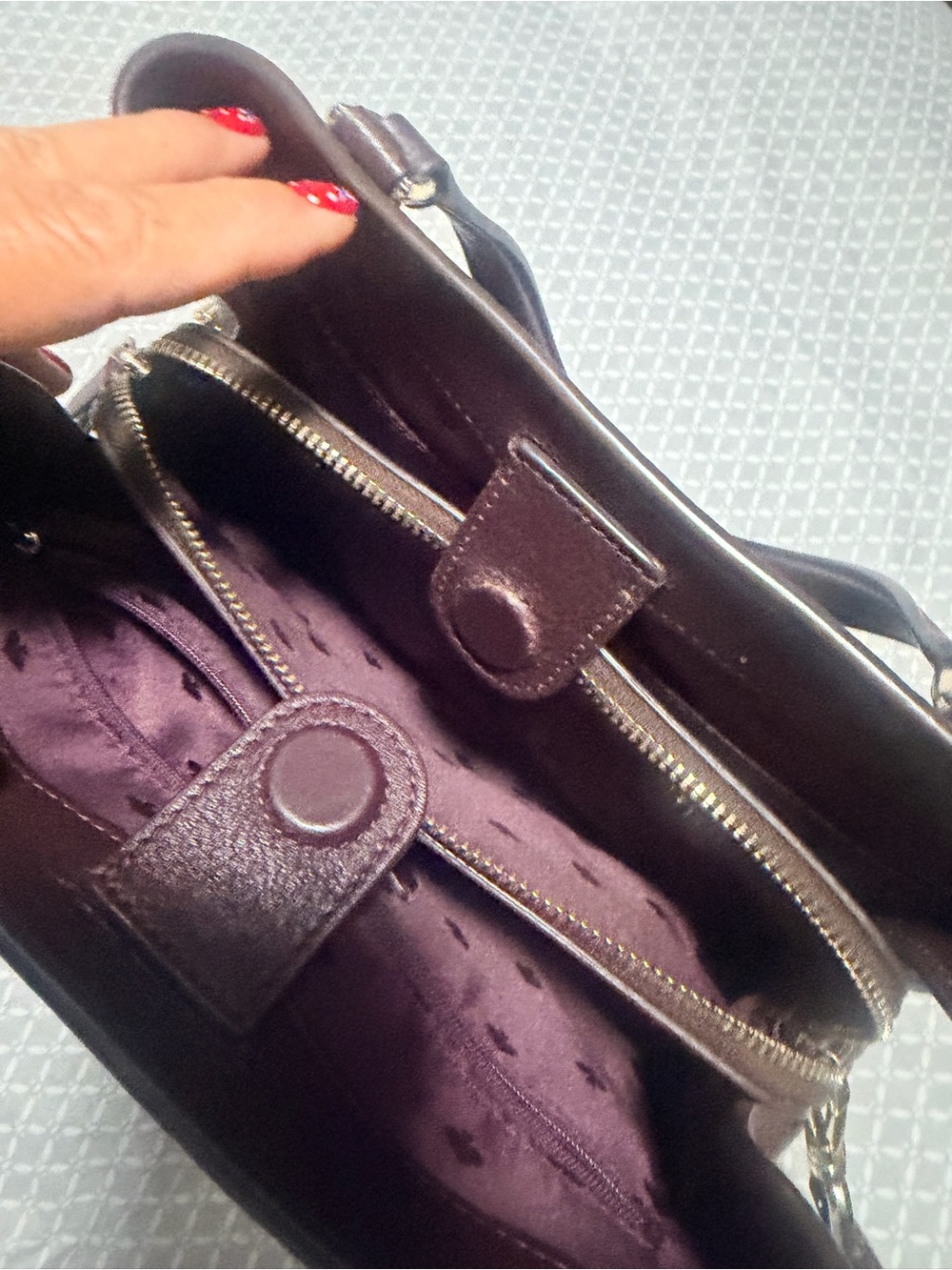 kate spade Deep Burgundy Pebbled Crossbody Leather Satchel with Top Handles - Picture 12 of 13